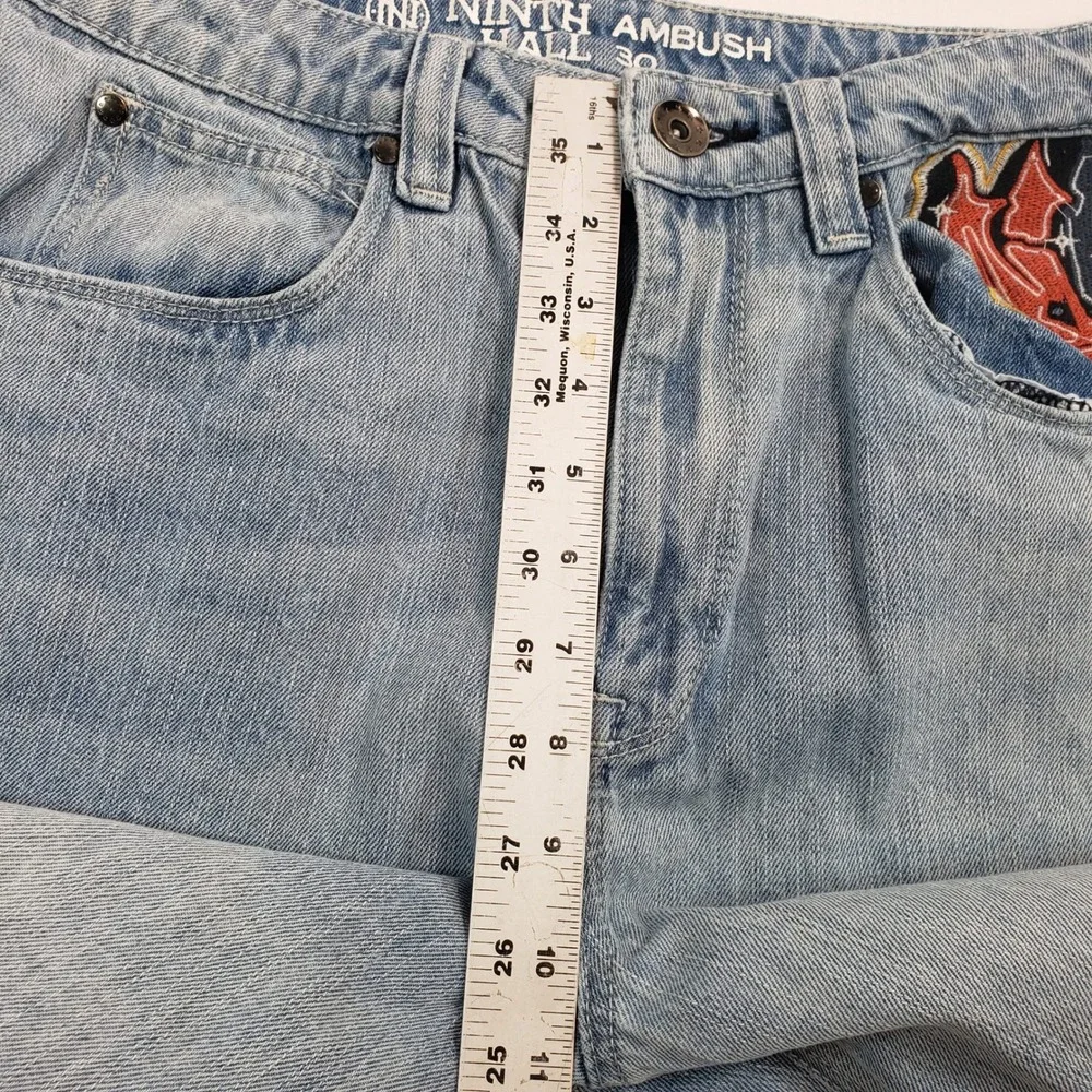 Ninth‎ Ambush Hall Jeans Light Wash Embroidered Skull Rose Chain Denim
